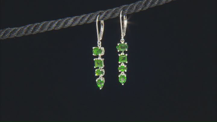 Green Chrome Diopside Rhodium Over Sterling Silver Dangle Earrings 2.40ctw Video Thumbnail