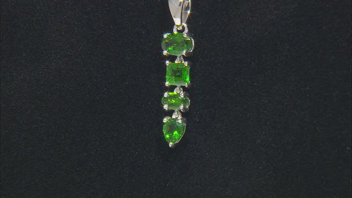 Green Chrome Diopside Rhodium Over Sterling Silver Dangle Pendant With Chain 1.20ctw Video Thumbnail