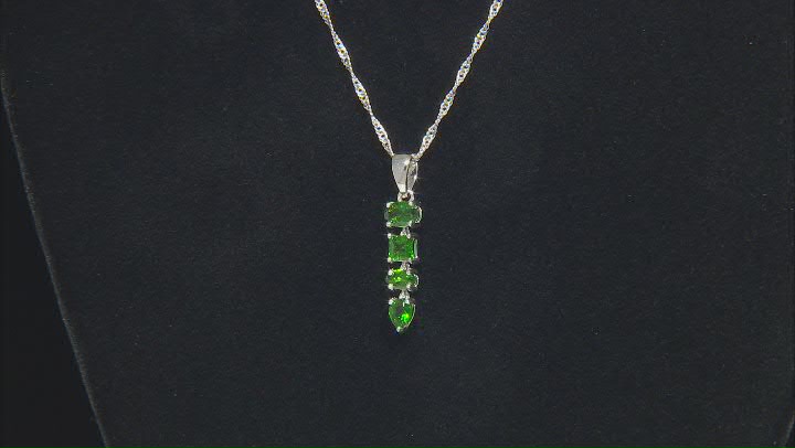 Green Chrome Diopside Rhodium Over Sterling Silver Dangle Pendant With Chain 1.20ctw Video Thumbnail