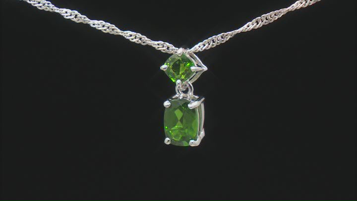 Green Chrome Diopside Rhodium Over Silver Earrings And Pendant With Chain Set 1.98ctw Video Thumbnail