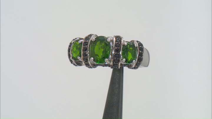 Green Chrome Diopside Rhodium Over Sterling Silver Ring 2.39ctw Video Thumbnail