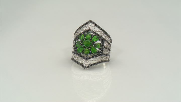 Green Chrome Diopside Rhodium Over Sterling Silver Ring 2.79ctw Video Thumbnail