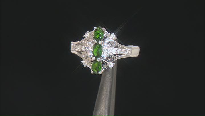 Green Chrome Diopside Rhodium Over Sterling Silver Ring 0.94ctw Video Thumbnail