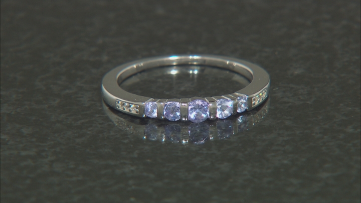 Blue Tanzanite Rhodium Over Sterling Silver Band Ring 0.32ctw Video Thumbnail