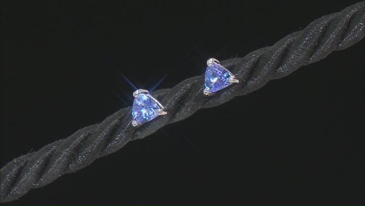 Blue Tanzanite Rhodium Over Sterling Silver Studs Earrings 0.60ctw Video Thumbnail