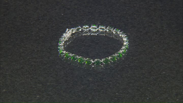 Green Chrome Diopside Rhodium Over Sterling Silver Tennis Bracelet 16.02ctw Video Thumbnail