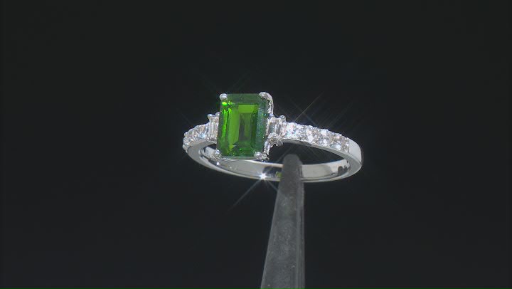 Green Chrome Diopside Rhodium Over Silver Ring 1.99ctw Video Thumbnail