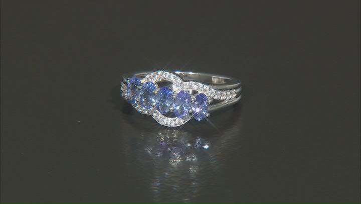 Blue Tanzanite Rhodium Over Sterling Silver Ring 1.18ctw Video Thumbnail