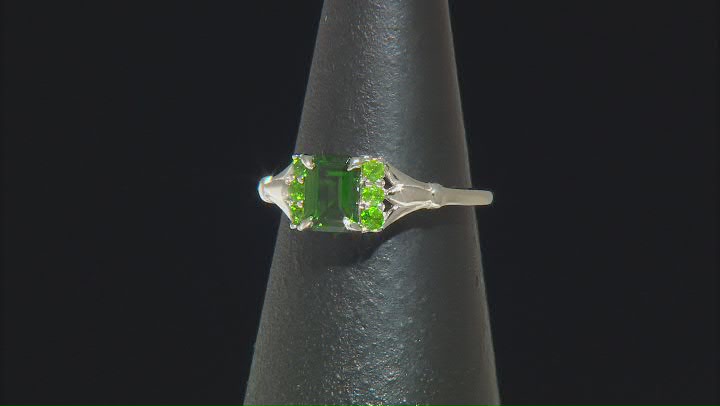 Green Chrome Diopside Rhodium Over Sterling Silver Ring 1.02ctw Video Thumbnail