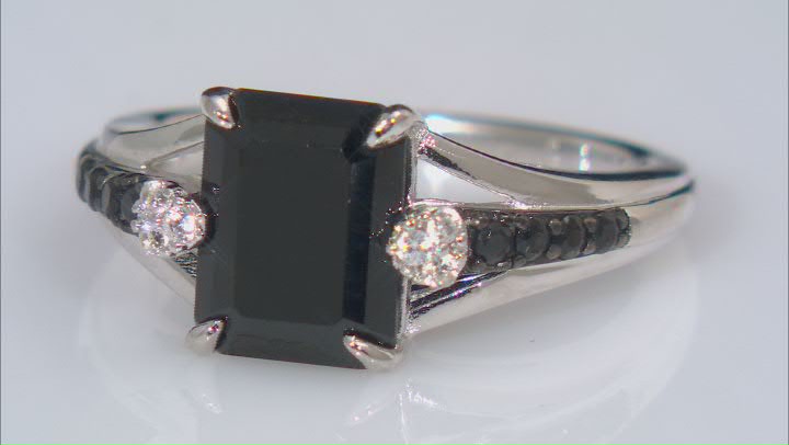 Black Spinel Rhodium Over Sterling Silver Ring 2.85ctw Video Thumbnail