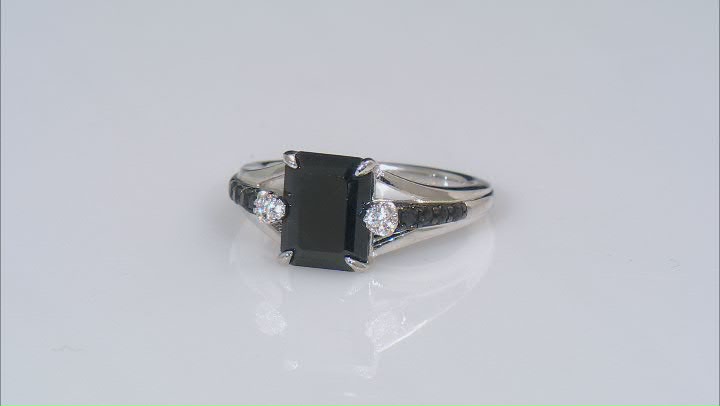 Black Spinel Rhodium Over Sterling Silver Ring 2.85ctw Video Thumbnail