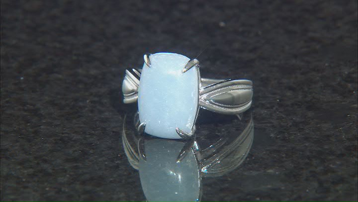 Blue Angelite Rhodium Over Sterling Silver Solitaire Ring Video Thumbnail
