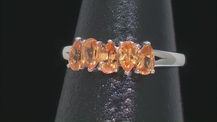 Orange Spessartite Garnet Rhodium Over Sterling Silver Ring 1.06ctw Video Thumbnail