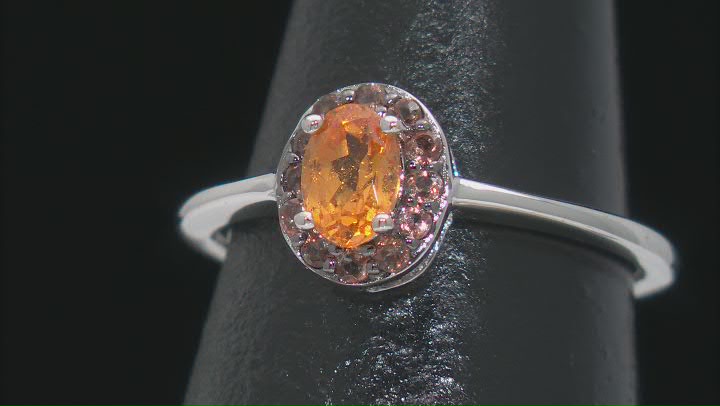 Orange Spessartite Rhodium Over Sterling Silver Ring 0.71ctw Video Thumbnail