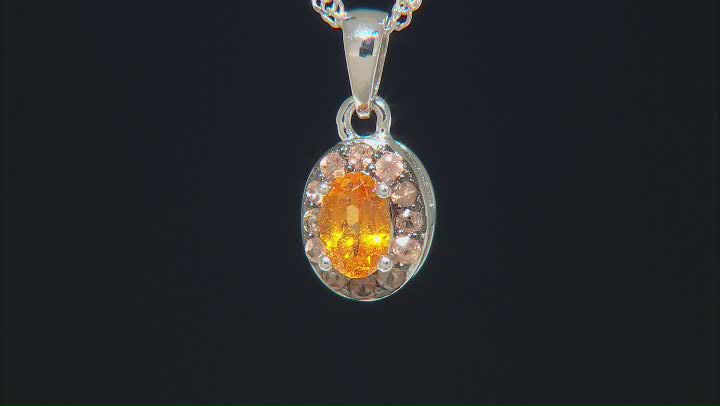 Orange Spessartite Rhodium Over Sterling Silver Pendant With Chain 0.71ctw Video Thumbnail