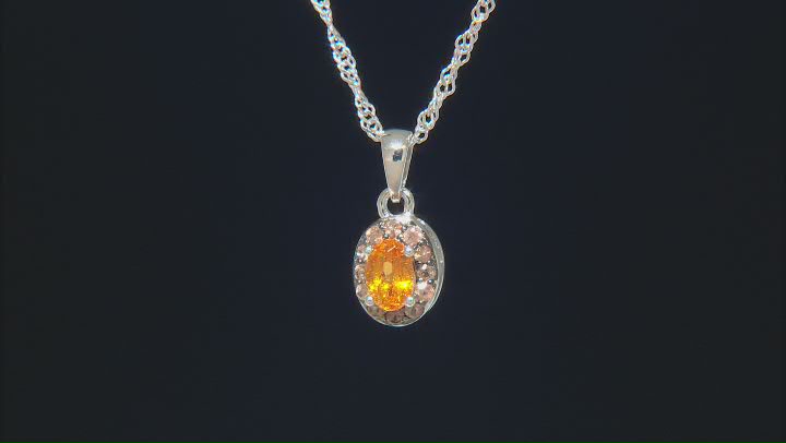 Orange Spessartite Rhodium Over Sterling Silver Pendant With Chain 0.71ctw Video Thumbnail