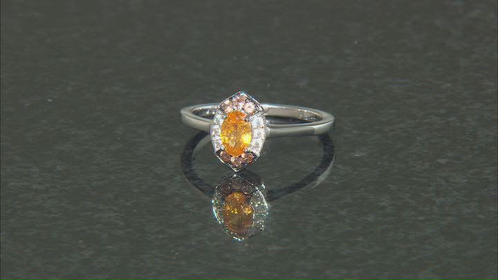 Orange Spessartite Rhodium Over Sterling Silver Ring 0.67ctw Video Thumbnail