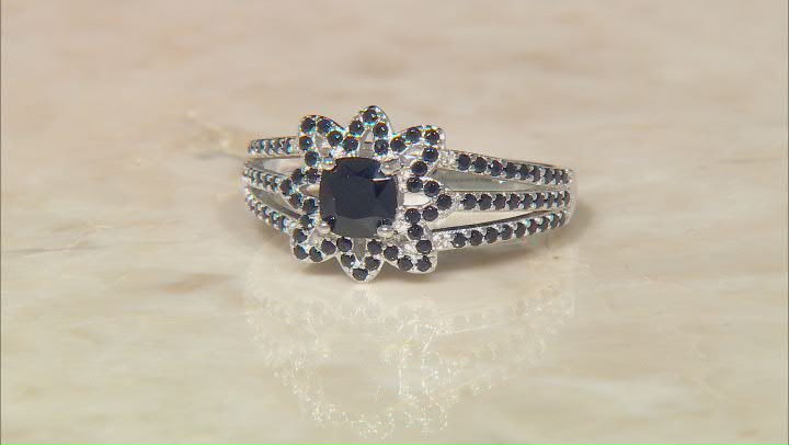 Black Spinel Rhodium Over Sterling Silver Ring 0.91ctw Video Thumbnail