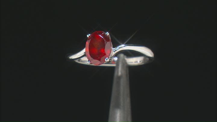 Red Hessonite Rhodium Over Sterling Silver Solitaire Ring Video Thumbnail