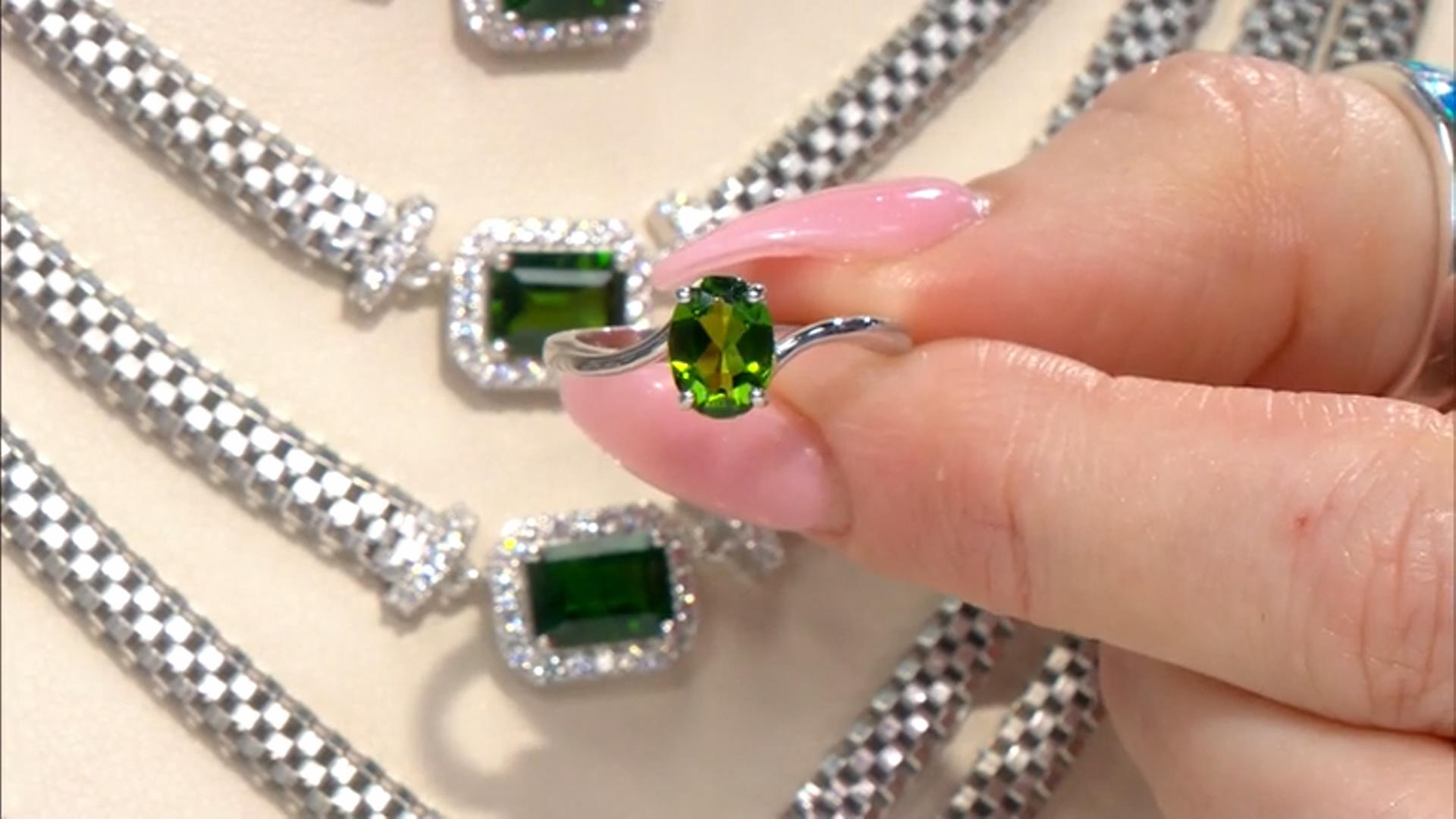 Green Chrome Diopside Rhodium Over Sterling Silver Solitaire Ring 1.00ct Video Thumbnail