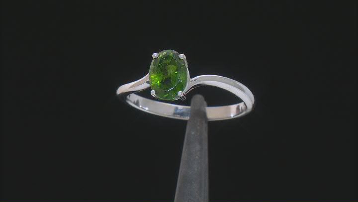 Green Chrome Diopside Rhodium Over Sterling Silver Solitaire Ring 1.00ct Video Thumbnail