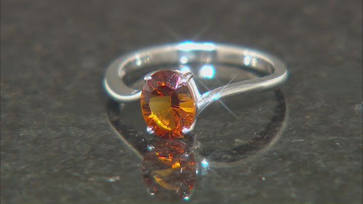 Orange Madeira Citrine Rhodium Over Sterling Silver Solitaire Ring 1.00ct Video Thumbnail