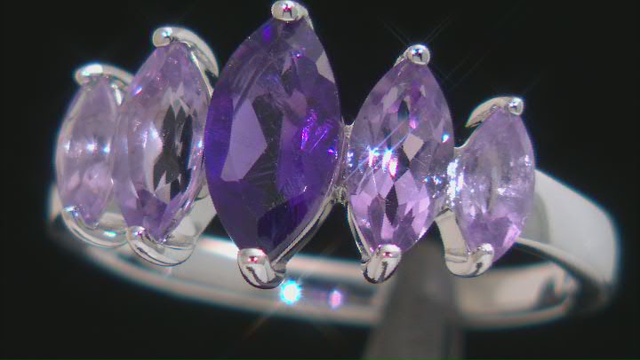 Purple Amethyst Rhodium Over Silver Ring 2.06ctw Video Thumbnail