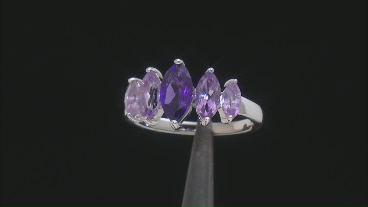 Purple Amethyst Rhodium Over Silver Ring 2.06ctw Video Thumbnail