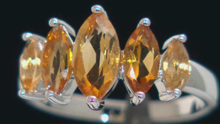 Orange Madeira Citrine Rhodium Over Sterling Silver Ring 2.01ctw Video Thumbnail