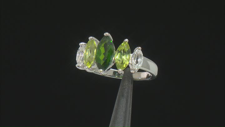 Green Chrome Diopside Rhodium Over Sterling Silver Ring 2.47ctw Video Thumbnail