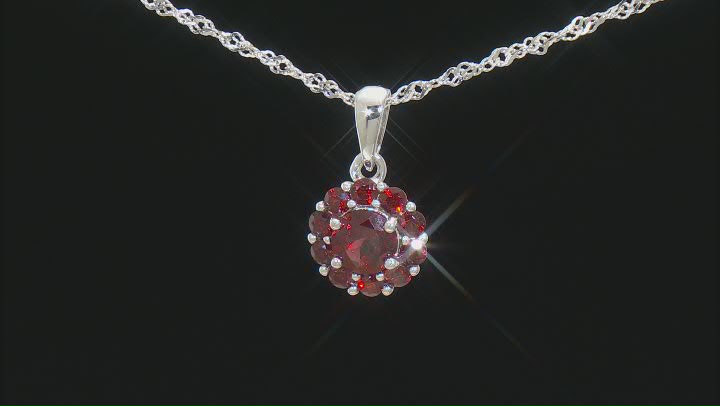 Red Garnet Rhodium Over Silver Ring,Earrings And Pendant With Chain set Video Thumbnail