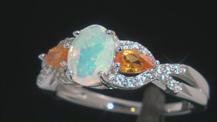 Multicolor Ethiopian Opal Rhodium Over Silver Ring 1.39ctw Video Thumbnail