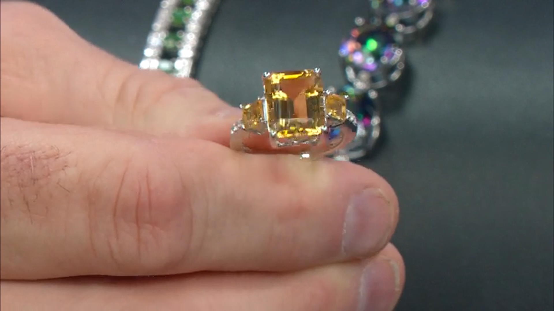Yellow Citrine Rhodium Over Silver Ring 5.63ctw Video Thumbnail