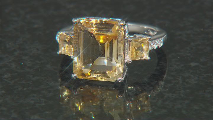 Yellow Citrine Rhodium Over Silver Ring 5.63ctw Video Thumbnail