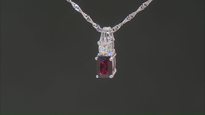Raspberry Rhodolite Rhodium Over Silver Pendant with Chain 1.35ctw Video Thumbnail