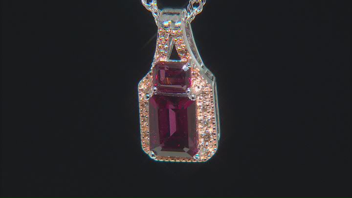 Raspberry Rhodolite Rhodium Over Silver Pendant With Chain 1.39ctw Video Thumbnail