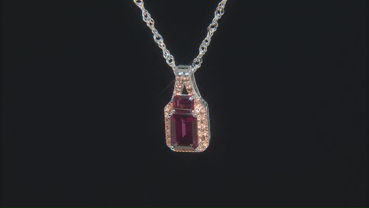 Raspberry Rhodolite Rhodium Over Silver Pendant With Chain 1.39ctw Video Thumbnail