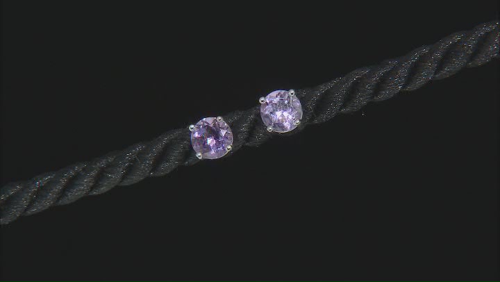 Purple Amethyst Rhodium Over Sterling Silver Studs And Hoop Earrings Set 2.66ctw Video Thumbnail