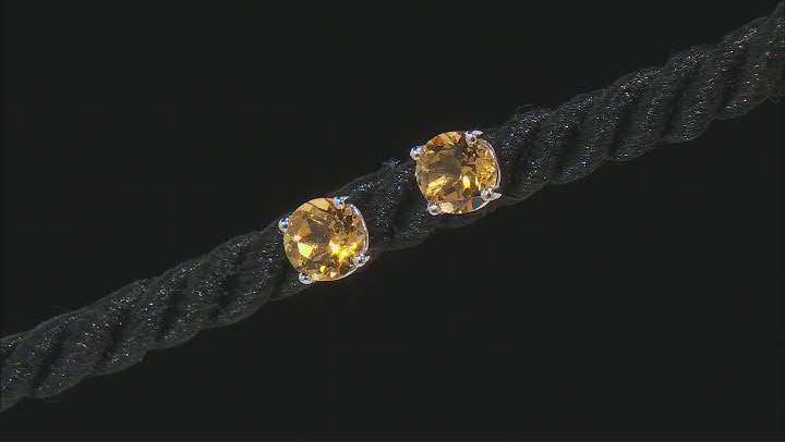 Yellow Citrine Rhodium Over Sterling Silver Studs And Hoop Earrings Set 2.24ctw Video Thumbnail