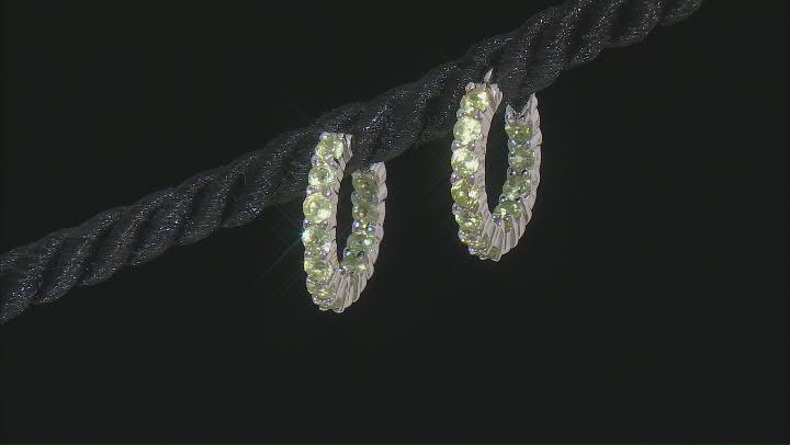 Green Peridot Rhodium Over Sterling Silver Studs And Hoop Earrings Set 2.24ctw Video Thumbnail