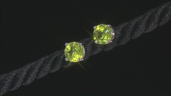 Green Peridot Rhodium Over Sterling Silver Studs And Hoop Earrings Set 2.24ctw Video Thumbnail