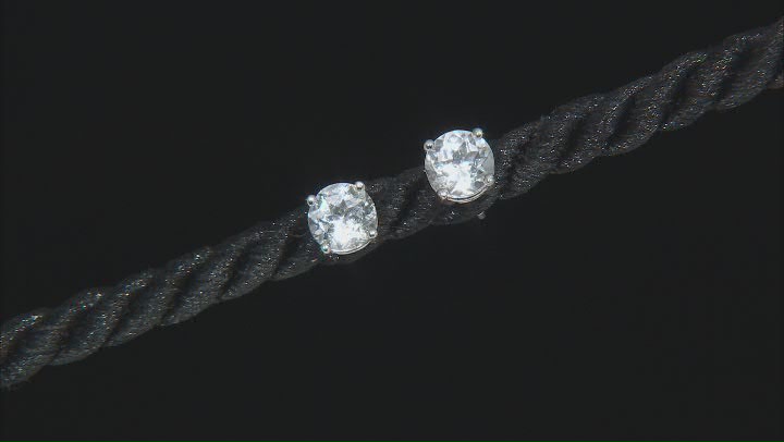 White Topaz Rhodium Over Sterling Silver Studs And Hoop Earrings Set 3.16ctw Video Thumbnail