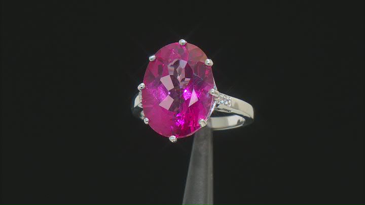 Pink Topaz Rhodium Over Sterling Silver Ring 9.83ctw Video Thumbnail