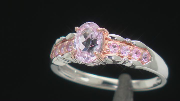 Pink Kunzite Rhodium Over Silver Two-Tone Ring 1.13ctw Video Thumbnail