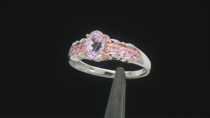 Pink Kunzite Rhodium Over Silver Two-Tone Ring 1.13ctw Video Thumbnail