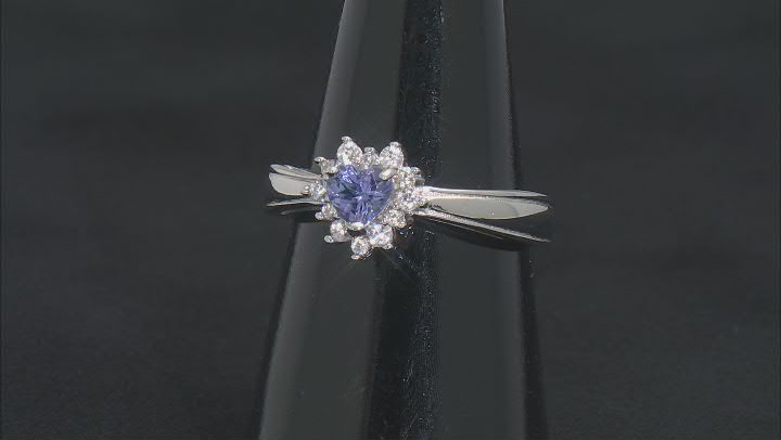 Blue Tanzanite Rhodium Over Sterling Silver Ring 0.58ctw Video Thumbnail