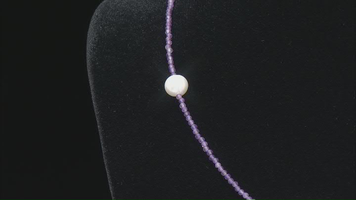 Purple Amethyst Rhodium Over Silver Bead Necklace 10.41ctw Video Thumbnail
