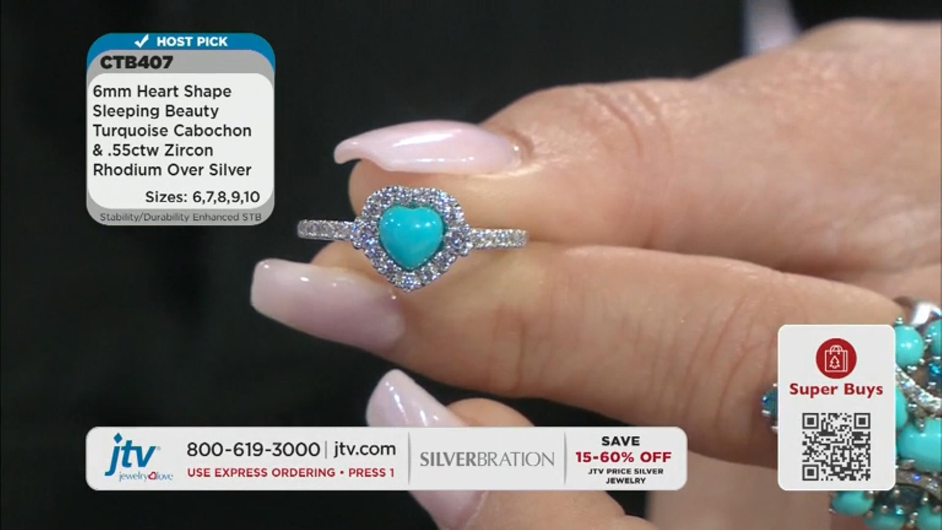 Blue Sleeping Beauty Turquoise Rhodium Over Silver Ring 0.55ctw Video Thumbnail