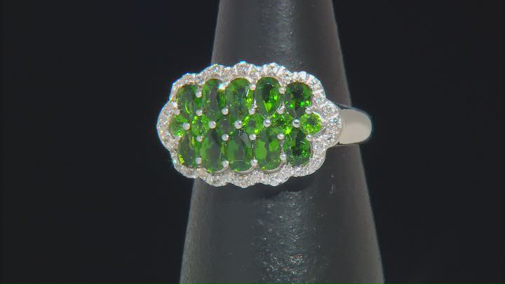 Green Chrome Diopside Rhodium Over Silver Ring 2.50ctw Video Thumbnail