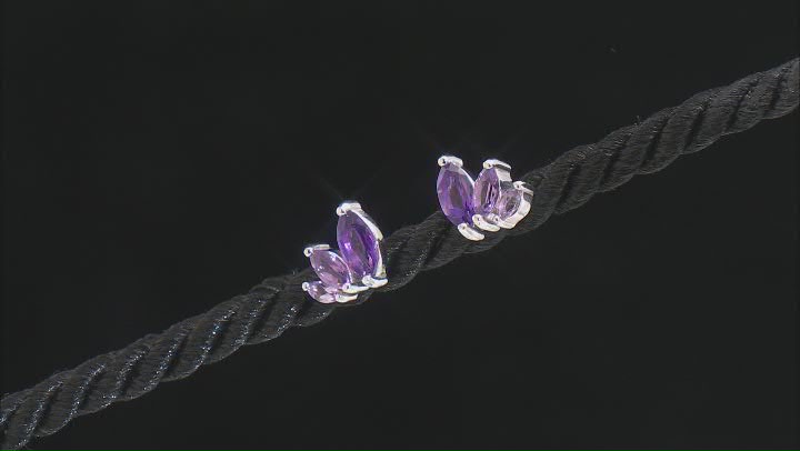 Purple Amethyst Rhodium Over Silver Earrings 1.43ctw Video Thumbnail